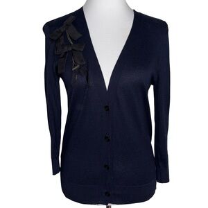 LOFT Navy Cardigan with Bow Detail